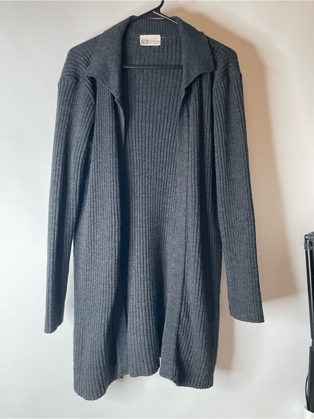 Faded Glory Open-Front Ribbed Cardigan Sweater - Charcoal Gray M